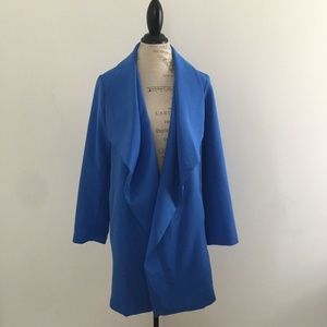 New Roz & Ali Blue Open Front Long Blazer 1X